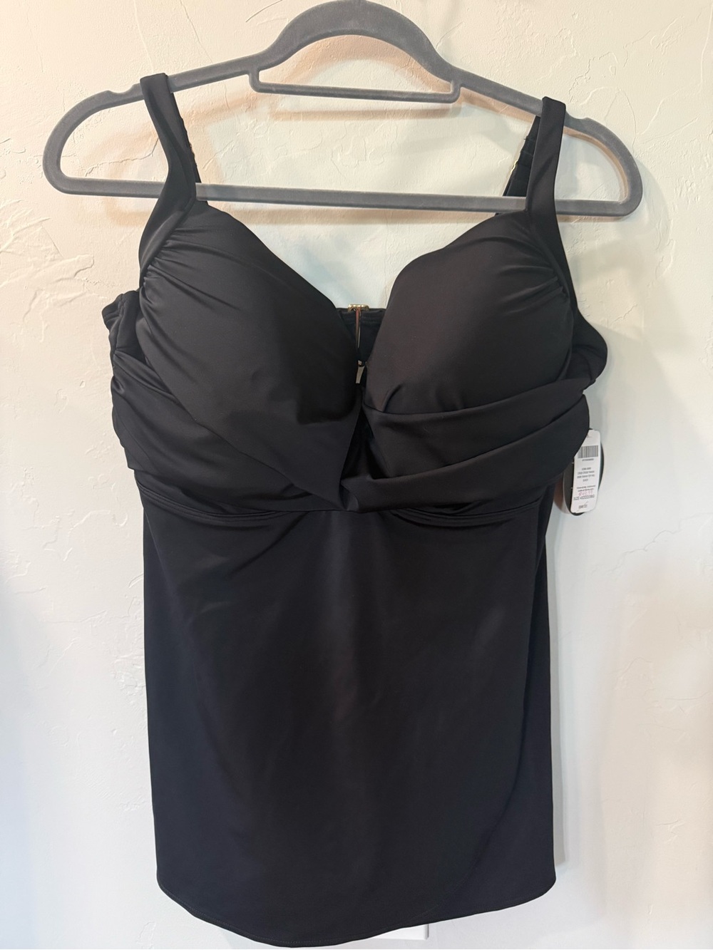 NWT Soma Swim Cris Cross Black Tankini Swim Top size 40DDD/38G